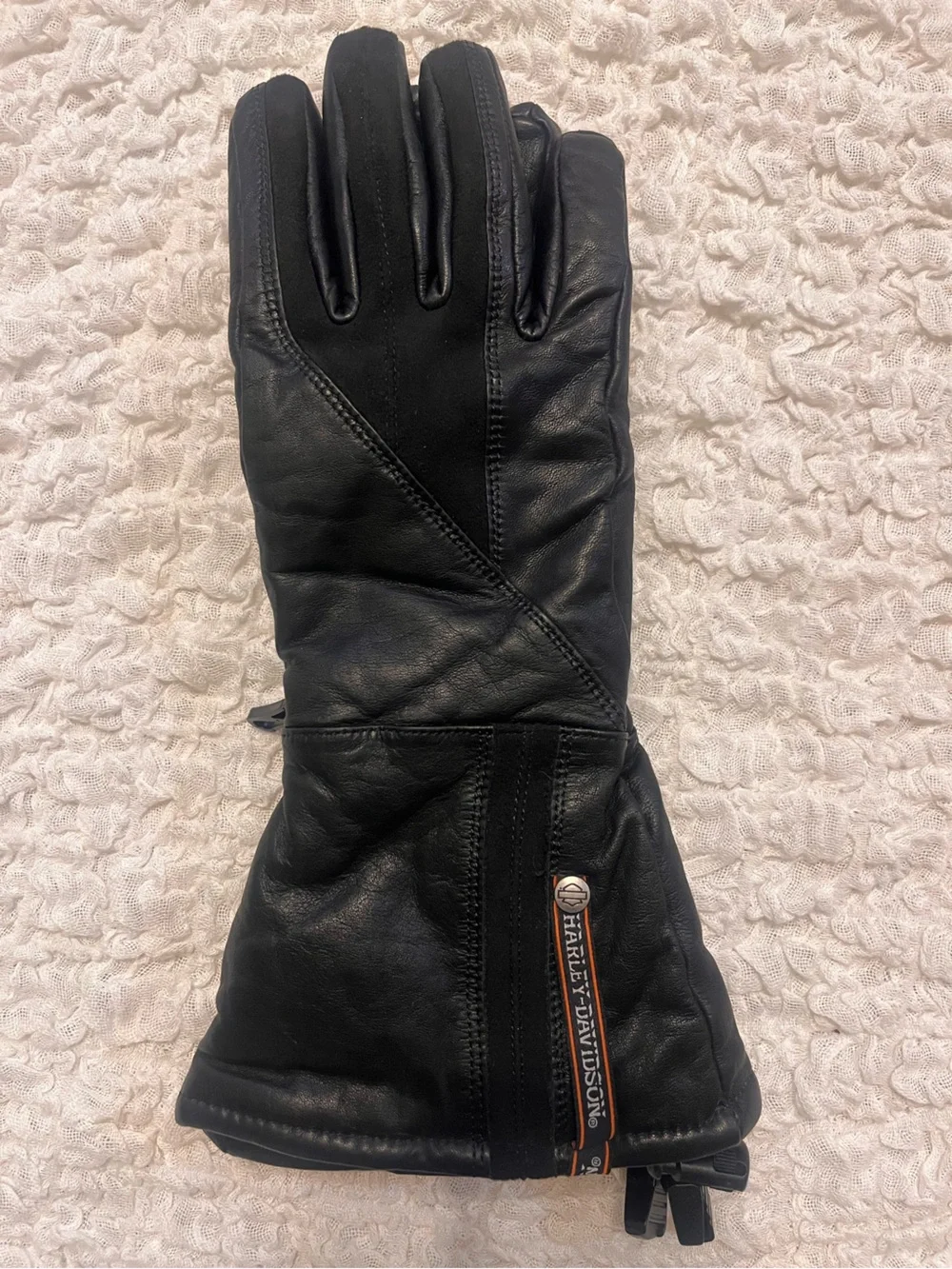 Harley-Davidson Gage Gauntlet Black Leather Riding Gloves - Picture 6 of 6